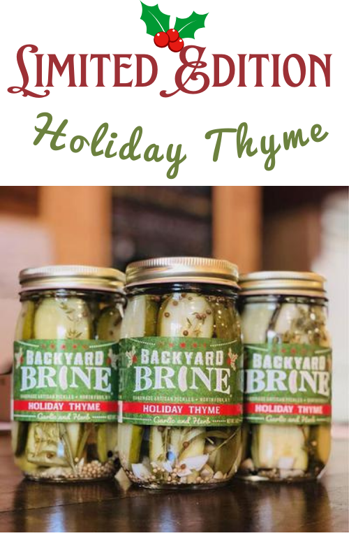 Backyard Brine - Holiday Thyme Garlic and Herb Pickle Halves, 16 oz Jar, 6-Pack - Backyard Brine Pickles Condiments and Gourmet Products