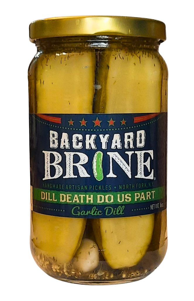 Dill Pickles - Dill Death Do Us Part Garlic Dill Pickle Halves, 16 oz Jar, 6-Pack - Backyard Brine Pickles Condiments and Gourmet Products