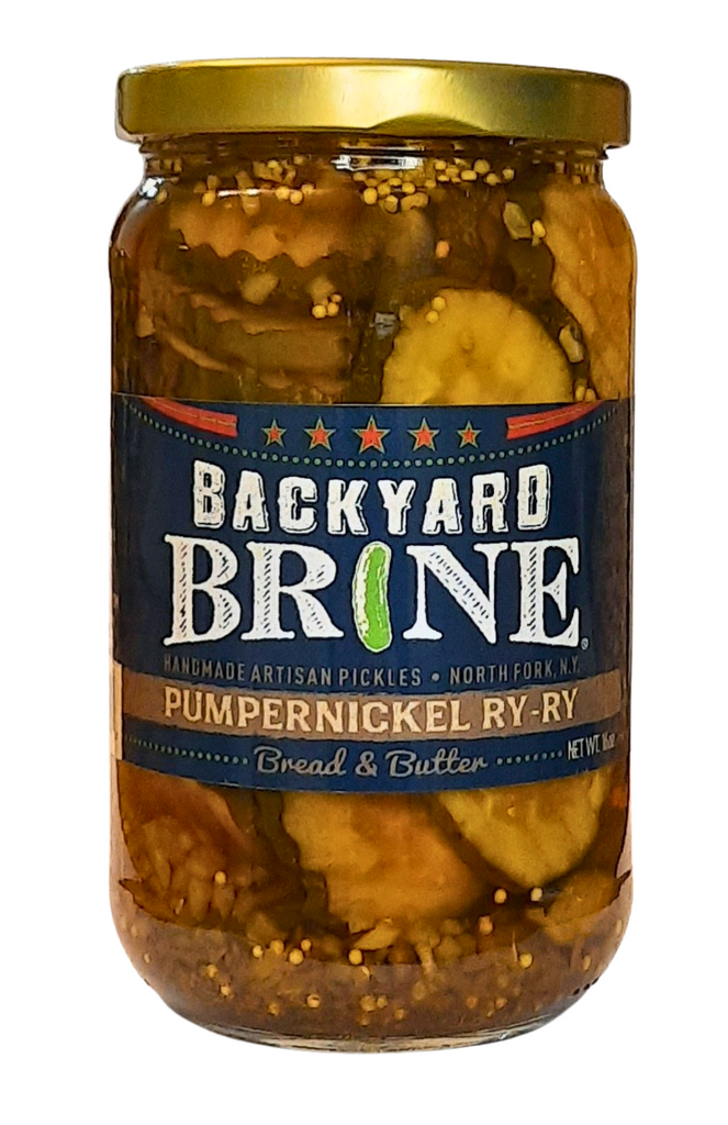 Pumpernickel Ry-Ry Bread and Butter Pickle Crinkle Cut Chips, 16 oz Jar, 6-Pack - Backyard Brine Pickles Condiments and Gourmet Products
