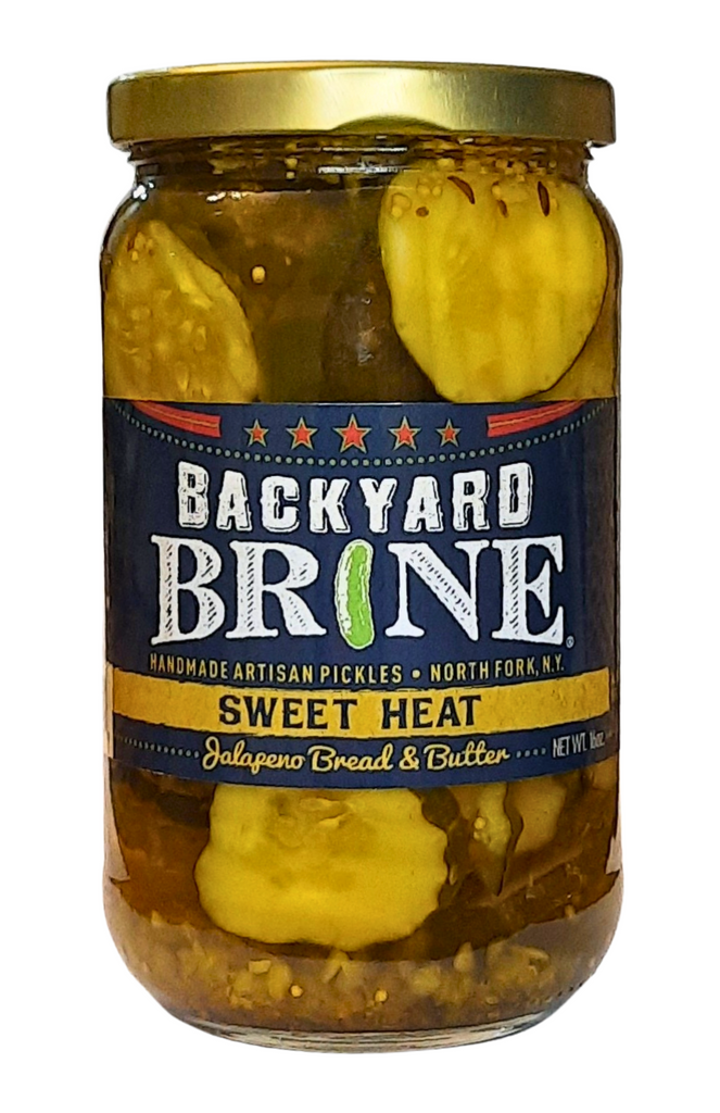 Sweet Heat Jalapeno Bread and Butter Pickle Crinkle Cut Chips, 16 oz Jar, 6-Pack - Backyard Brine Pickles Condiments and Gourmet Products