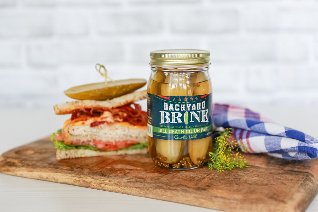 Backyard Brine - Dill Death Do Us Part Garlic Dill Pickle Halves, 16 oz Jar, 6-Pack - Backyard Brine Pickles Condiments and Gourmet Products