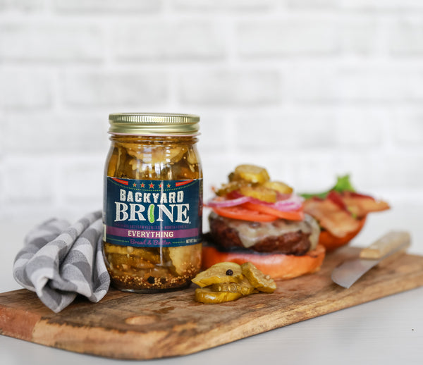 Backyard Brine - Everything Bread And Butter Pickle Crinkle Cut Chips, 16 oz Jar, 6-Pack - Backyard Brine Pickles Condiments and Gourmet Products