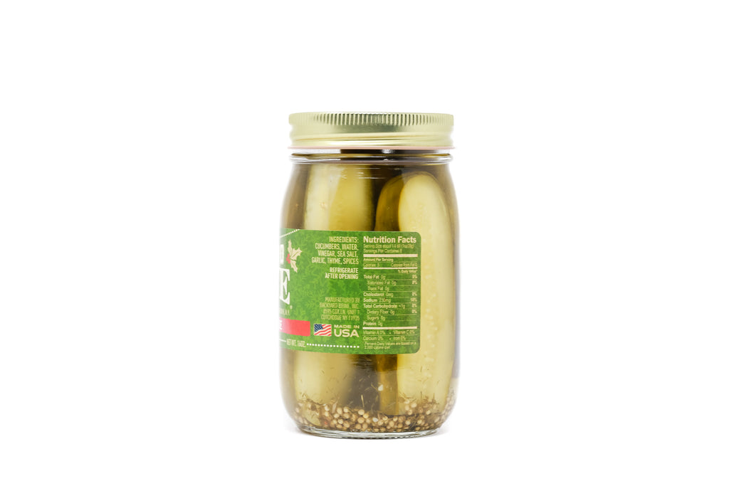 Backyard Brine - Holiday Thyme Garlic and Herb Pickle Halves, 16 oz Jar, 6-Pack - Backyard Brine Pickles Condiments and Gourmet Products
