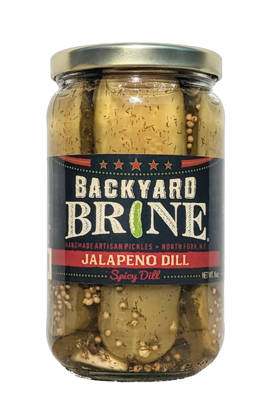 Backyard Brine Jalapeno Dill Spicy Dill Pickle Halves, 16 oz Jar, 6-Pack - Backyard Brine Pickles Condiments and Gourmet Products